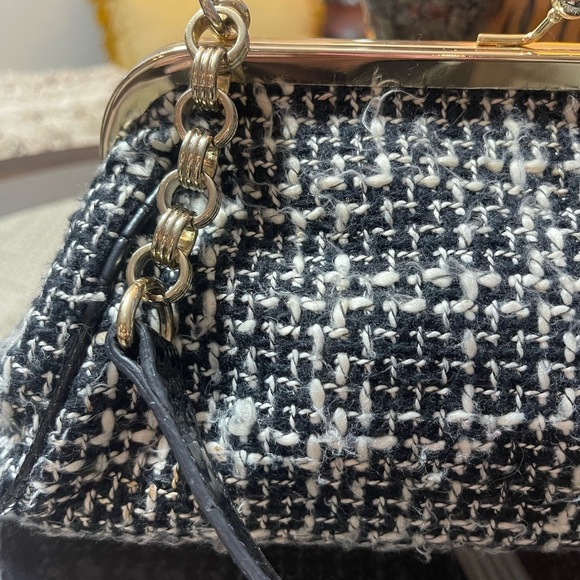Liz Claiborne Black and White plaid Clutch with  Chanel vibes Y2K elegant classy - Picture 3 of 10